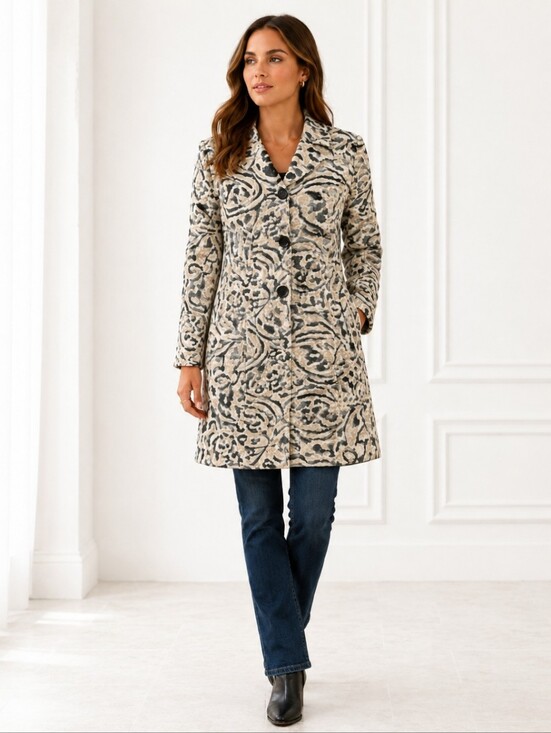 Nanette Lepore Jackets & Blazers - Nanette Lepore Black White Wool Blend Floral Brocade Coat Sz Med
